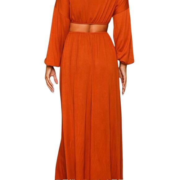 NWT Fantastic Fawn maxi in copper cut out waist & open back. Elastic waist - Picture 3 of 15